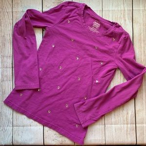 Girls Faded Glory M(7/8) Purple Heart Gem Top